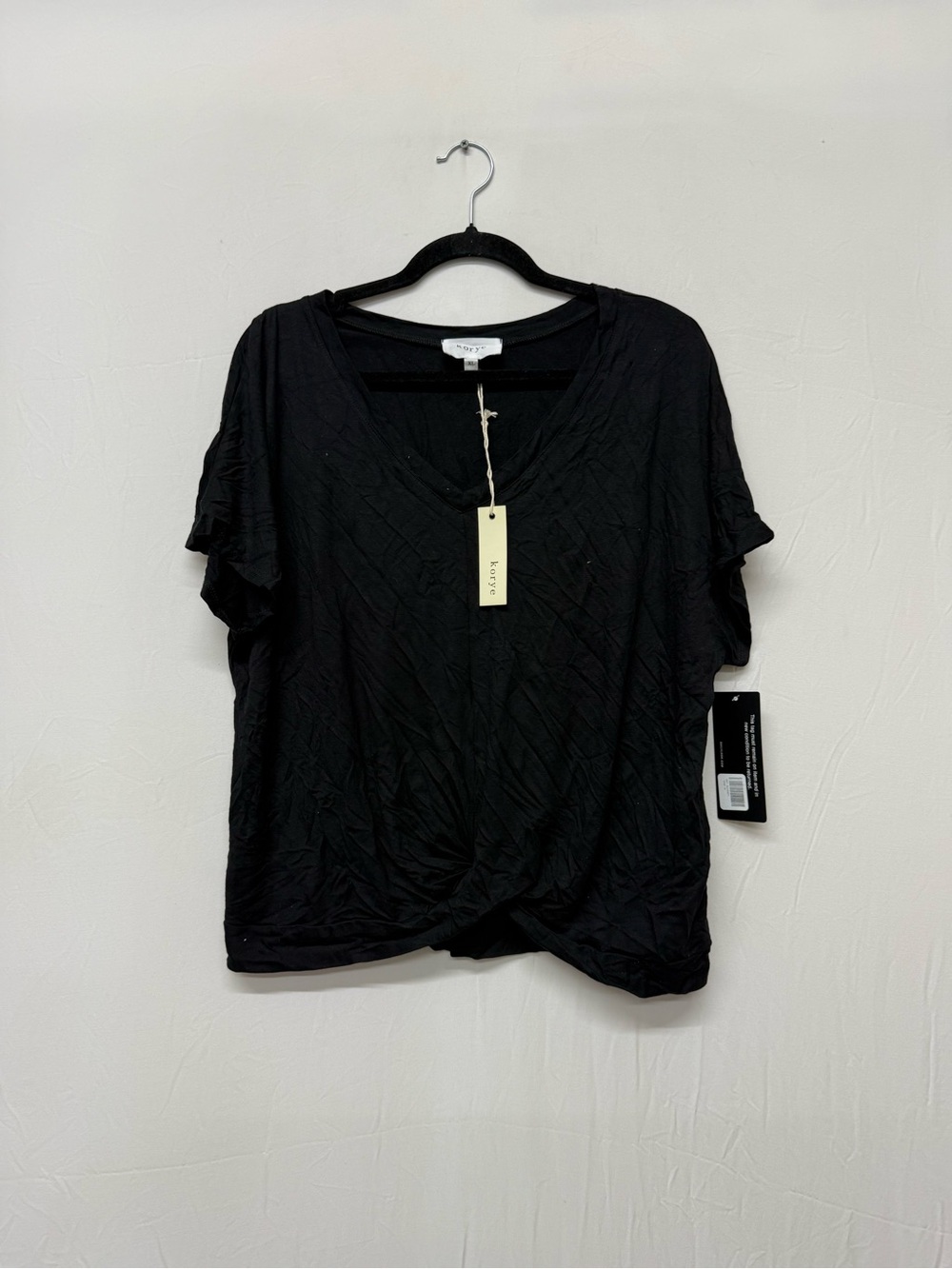 KORYE Women's V-Neck Twist Front Top Size 1X In Black